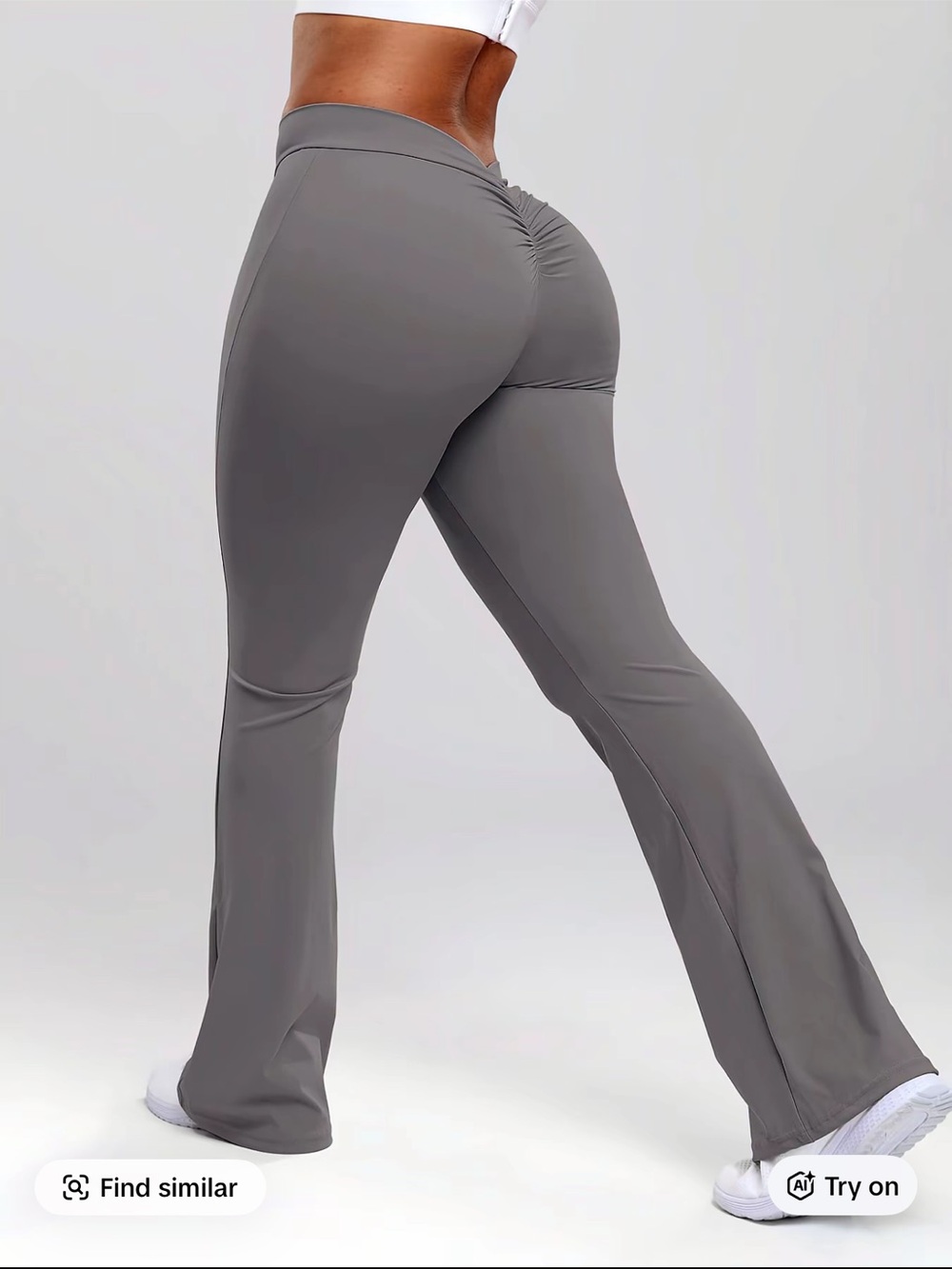 High-Waist Scrunch Bootcut Leggings - Gray
